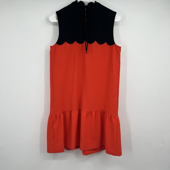 Victoria Beckham Orange Black Retro High Neck Shift Dress S Modest Classy Demure - Picture 4 of 11